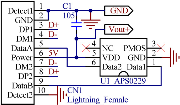 苹果Lightning母座协议解码IC芯片,APS0229